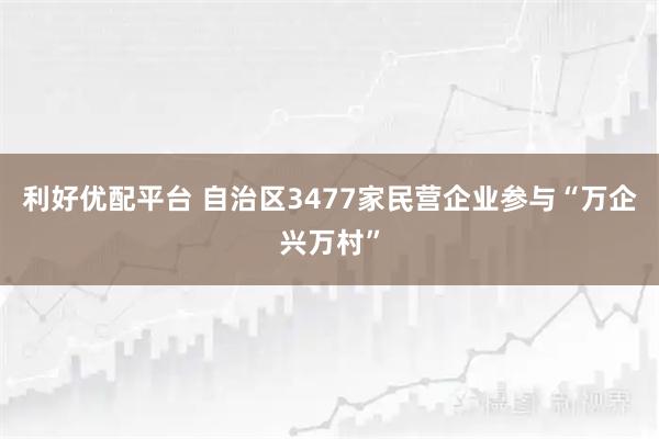 利好优配平台 自治区3477家民营企业参与“万企兴万村”